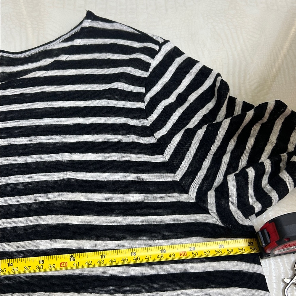 Lauren Ralph Lauren women  100% Linen.Black White Striped blouse XL.Vacation - Picture 8 of 12